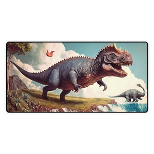 T-Rex Tyrannosaurus Dinosaur Gaming Desk Mat, XL MousePad, Big & Long Keyboard Laptop Computer Pad, Desk Accessory, Birthday Gifts for Kids