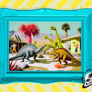 Trippy Surreal Art Print, Psychodeliczny wystrój domu z lat 60., Mid Century Retro, Ścienne wydruki do salonu i muzyki, Sztuka science fiction do sypialni