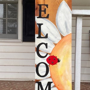 Sunflower and Ladybug Welcome Board or customize with your Last Name