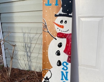 Let it Snow, Porch Board, Sign, Snowman, Winter