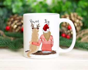 personalised girl and dog mug