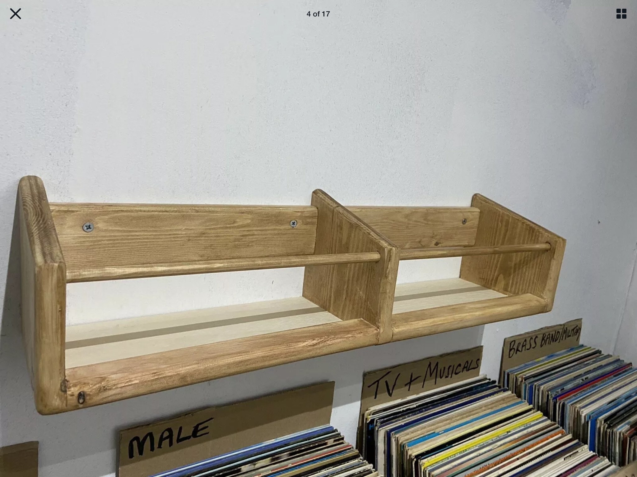 Vinyl record wall mounted display shelf hand made Etsy