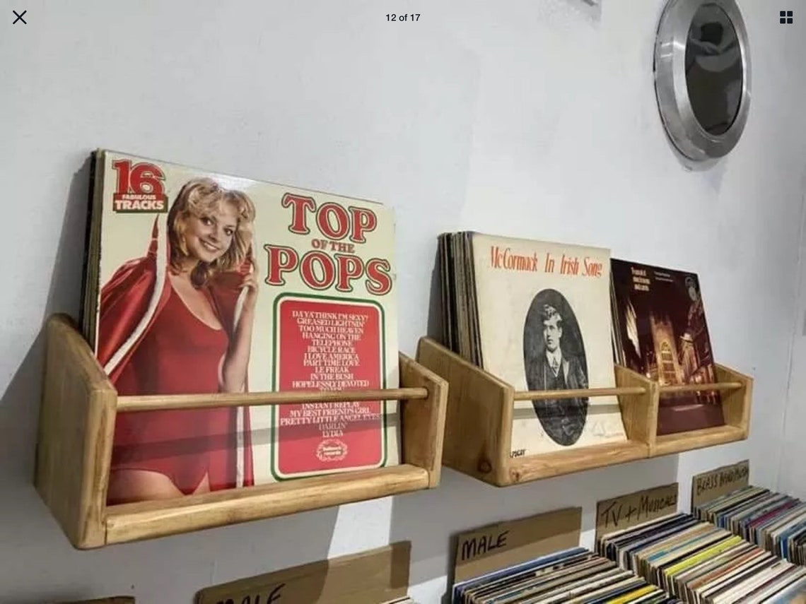 Vinyl record wall mounted display shelf hand made Etsy