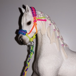 Schleich Rope Halters With Lead Rope ~ WITH furs / braided noseband and headpiece ~ multiple colors ~ comes with lead rope