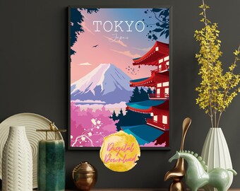 Tokyo Mount Fuji Travel Poster: Asian Wall Art (Digital Download)