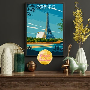 Paris Print, Paris Travel Poster, France Eiffel Tower