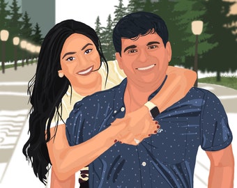 Custom Couple Vector Portrait, Personalized Gift (Digital File)