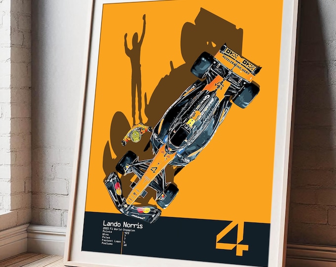 Lando Norris #4 F1 World Champion  |  Fine Art Print  |  McLaren Formula 1 Poster