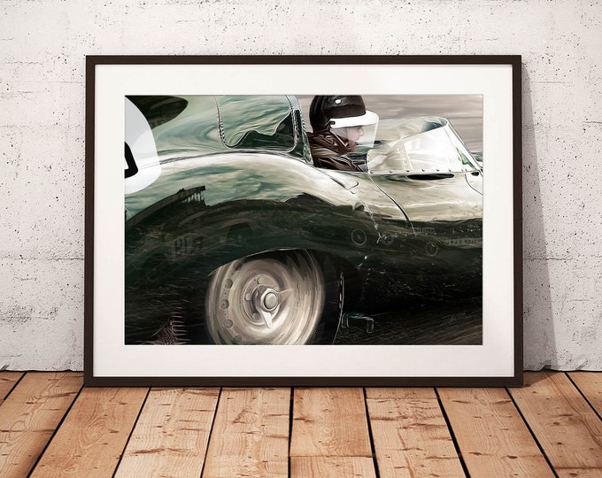 Jaguar D-Type - Le Mans 1955 - 'Le Papillon’ Limited Edition Print - Vintage Car Art Framed Poster Canvas