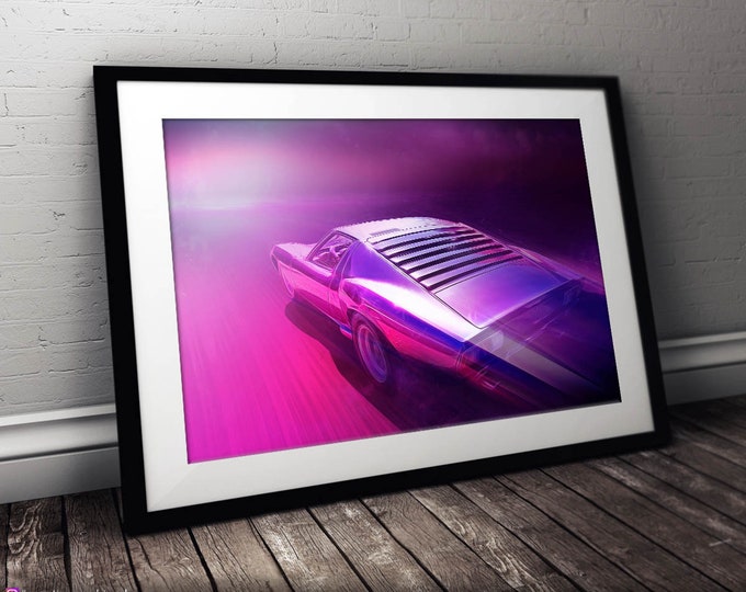 Lamborghini Miura SV 1972 - Limited Edition Print - Motorsport Car Art Framed Poster Canvas
