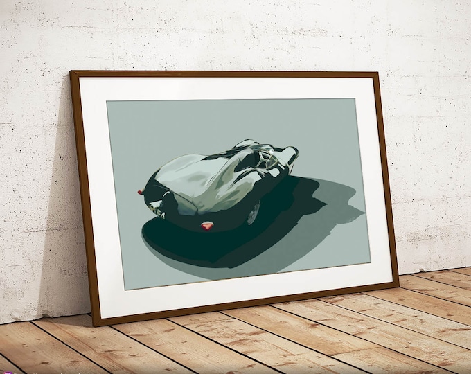 Jaguar D-Type  1955 - 'XK509’ Limited Edition Print - Vintage Car Art Framed Poster Canvas