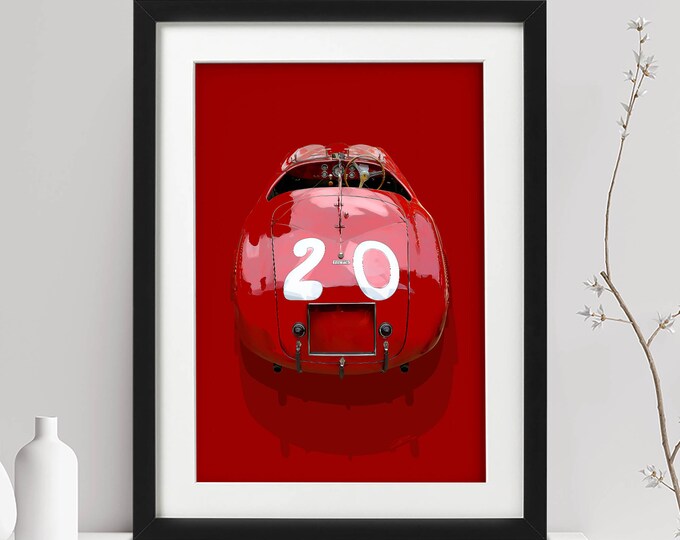 Ferrari 166 MM Barchetta - ‘Little Boat #20’ - Limited Edition Print - Vintage Car Art Framed Poster Canvas