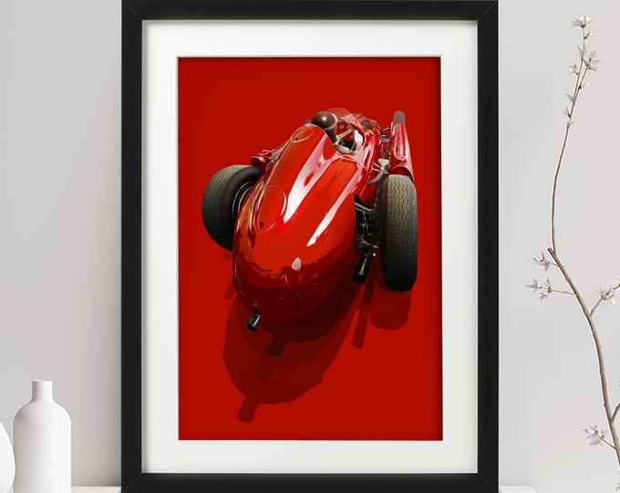 Ferrari-Lancia D50 - J.M. Fangio ‘Master & Machine’ - Limited Edition - Print Car Art Framed Poster Canvas