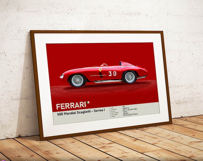 Ferrari 500 Mondial 1954 - ‘Petracchi’s Mondial’ - Limited Edition Print - Motorsport Car Art Framed Poster Canvas