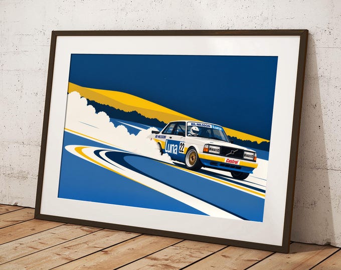 Volvo 240 Fine Art Print  |  Limited Edition Classic Car Poster  |  Retro Motorsport Wall Art