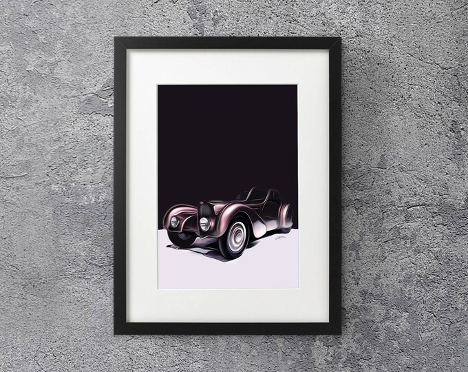 Bugatti 57SC Atlantic - 'La Voiture Noire' Limited Edition Print - Car Art Framed Poster Canvas