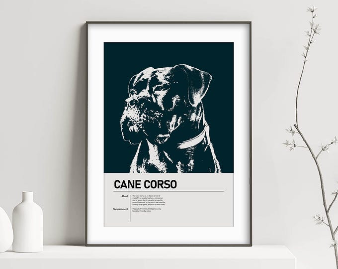 CANE CORSO Poster Print Art - Personalise name & image! - Dog Owner Wall Artwork Gift Idea