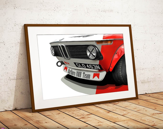BMW 2002 Marlboro 1974 - Limited Edition Print - Touring Car Art Framed Poster Canvas