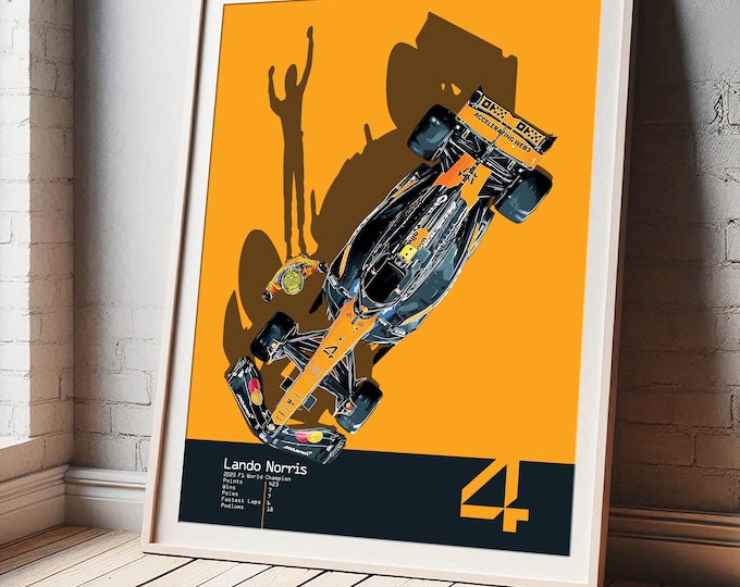 Lando Norris #4 F1 World Champion  |  Poster Art Digital Download  |  Car Motorsport Fan Gift