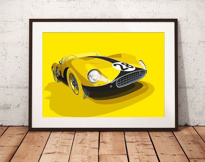 Ferrari 500TRC 1957 Le Mans - ‘Ecurie 28’ Limited Edition Print - Car Art Framed Poster Canvas
