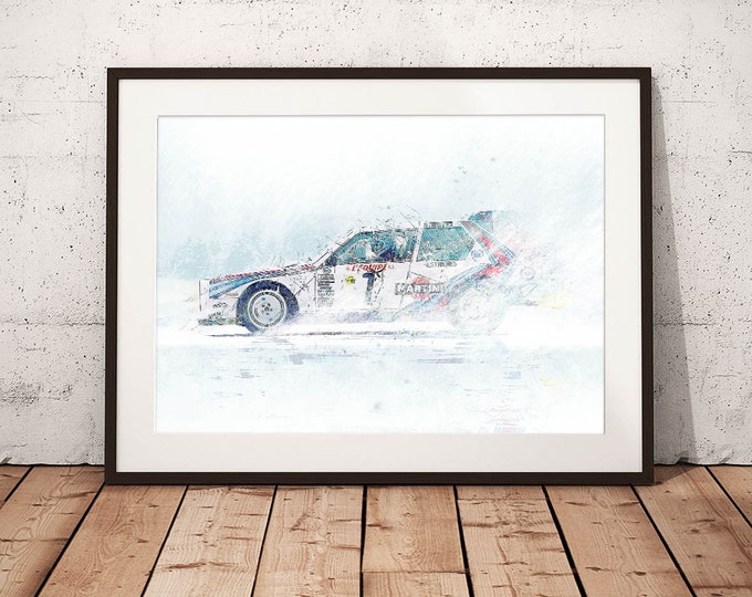 Lancia Delta S4 Toivonen/Cresto 1986 - ‘Fire & Ice’ Limited Edition Print - Monte Carlo Rally Car Art Framed Poster Canvas