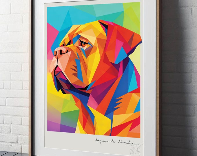Dogue de Bordeaux  |  Modern Art Digital Download  |  Mid-Century Poster Print Dog Gift