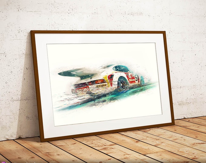 Porsche 911 Carrera 3.0 RSR 1974 - ‘Cafe Mexicano’ Limited Edition Print - Vintage Car Art Framed Poster Canvas