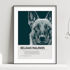 BELGIAN MALINOIS Poster Print Art - Personalise name & image! - Dog Owner Wall Artwork Gift Idea