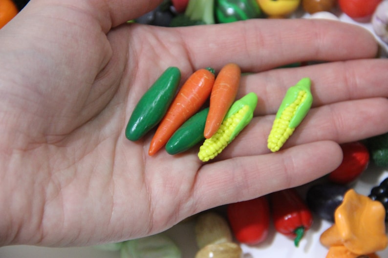 Polymer clay miniature vegetables .Vegetable toys. Montessori Etsy