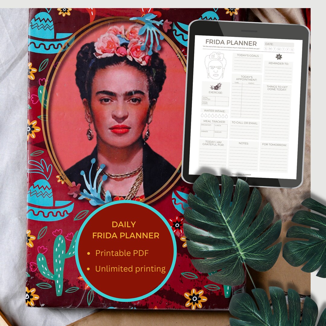 digital-planner-frida-kahlo-printable-planner-planner-adhd-etsy