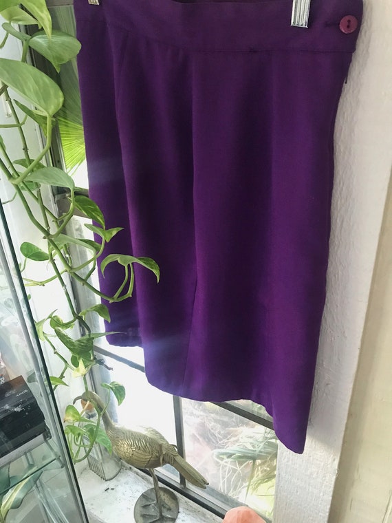 Vintage 1970s rich rayon blend purple skirt size 9 - image 2
