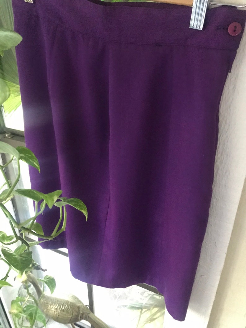 Vintage 1970s rich rayon blend purple skirt size 9 image 6