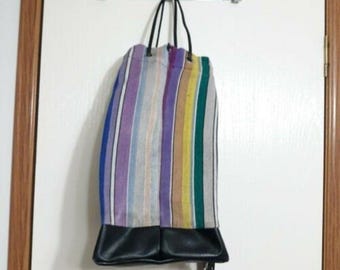 Vintage Serape Mexicaanse deken emmertas met trekkoord schouderriem