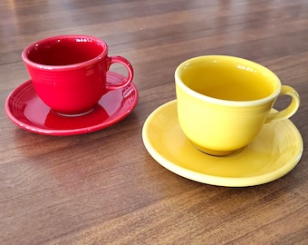 Juegos de taza y platillo Fiesta Rojo y Amarillo Homer Laughlin USA