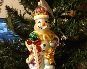 Christopher Radko Poland Glass Christmas Ornament Snow King 2000 00-140-N