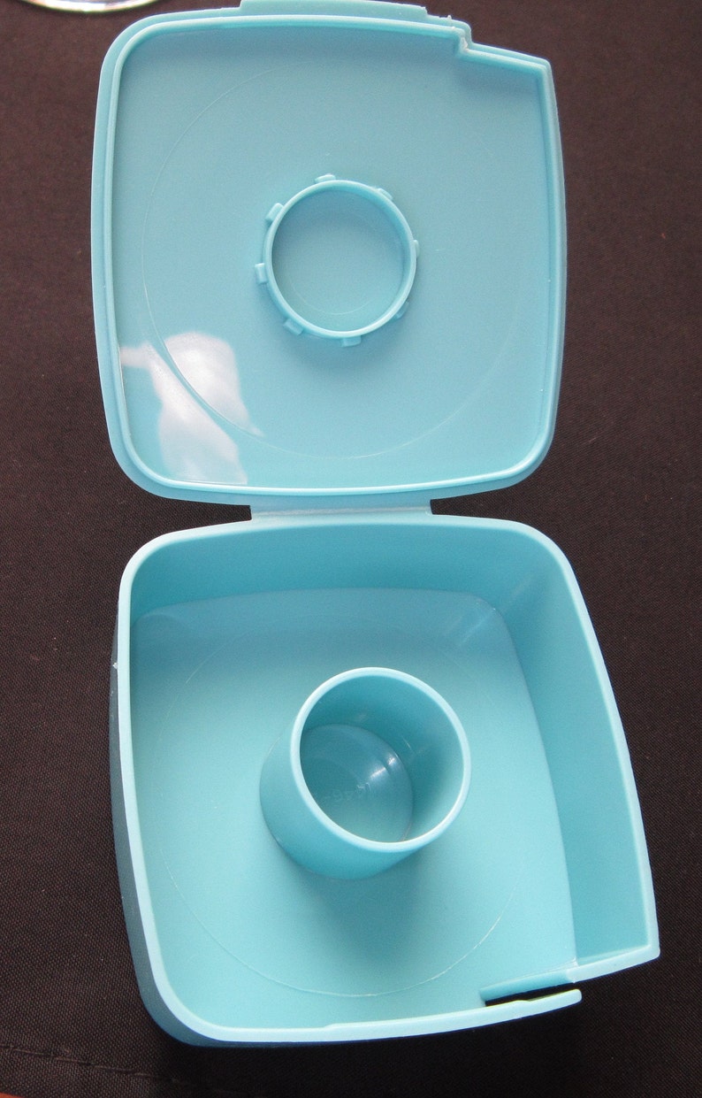 Vintage Teal Tupperware Label Dispenser for Freezer or Food labels on a