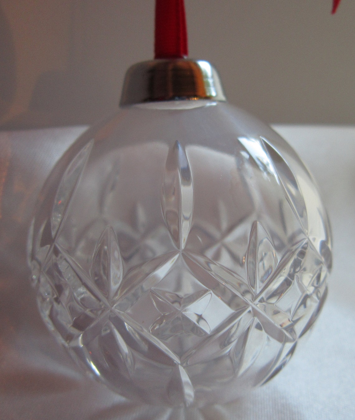 Vintage Crystal Ball Hanging Ornament 24 Lead Crystal Hand Cut in