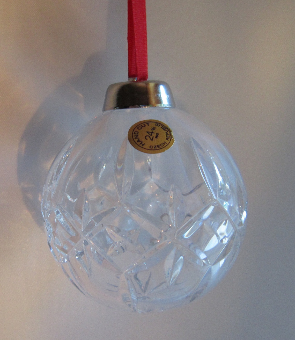 Vintage Crystal Ball Hanging Ornament 24 Lead Crystal Hand Cut in