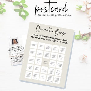Quarantine Bingo Postcard : REAL ESTATE MARKETING content for Realtors, Title Agents, Real Estate Professionals, etc.
