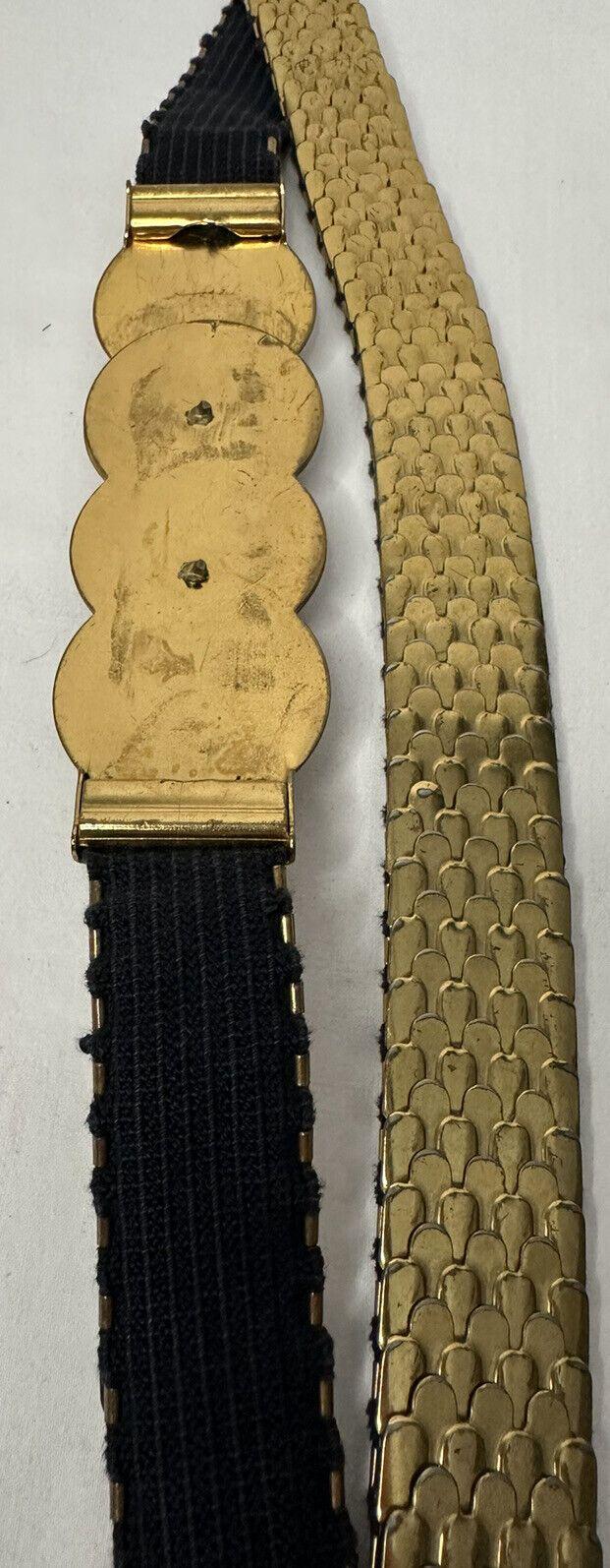 Vintage Stretch Belt Gold Metal Scales Scalloped Disco Retro Statement Waist Disco Clubwear Women Metal Vintage Belts for sale | eBay main image 3