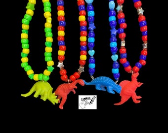 Bright Kidcore Dinosaur Necklaces