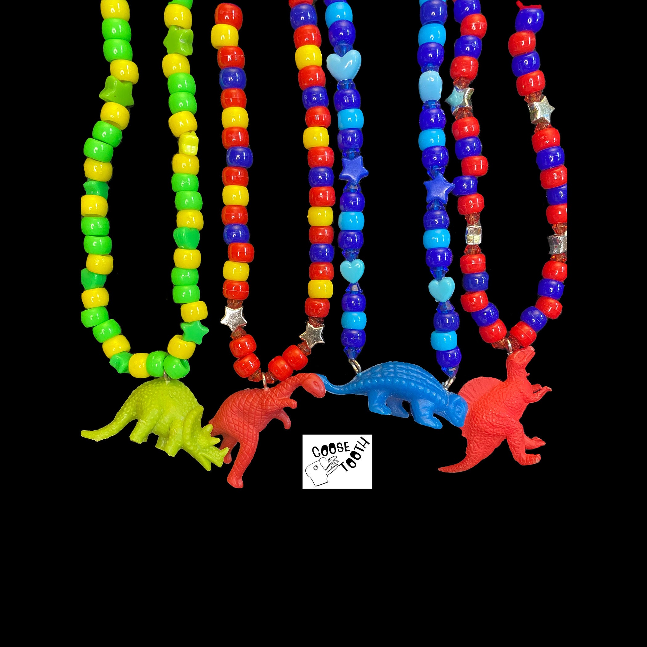 Collares de dinosaurios Kidcore brillantes
