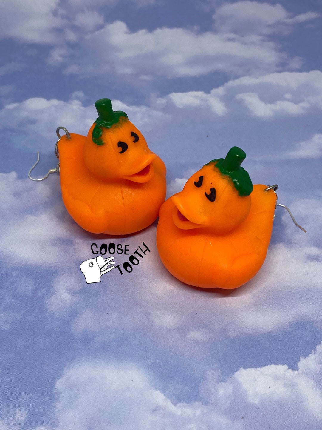 Halloween Pumpkin Rubber Duck Earrings Etsy