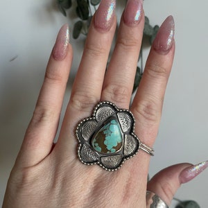 Turquoise Flower Ring Sz9