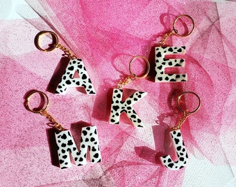 Cow Print Letter Keychain l Resin Keychain l Animal Print l Personalized Alphabet Keychain l Gifts for Her l Teacher School Graduation Gift