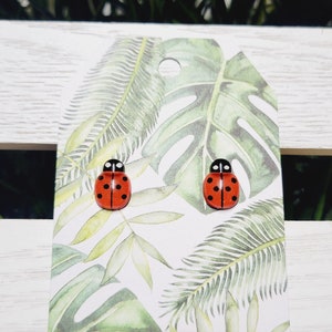 Ladybug Stud Earrings l Spring Summer Earrings l Gifts for Her l Black and Red Jewelry l Bug Earrings l Insect Earrings l Easter