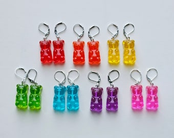 Gummy Bear Earrings l Resin Jewelry l Food Candy Earrings l Dangle Earrings l Handmade l Gifts for Her l Funky Earrings l Easter