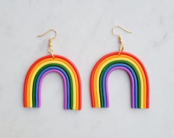 Rainbow Dangle Earrings l Multicolor Earring l Polymer Clay Earring l Birthday Gift l Gifts for Her l Pride Month l Back to School Easter