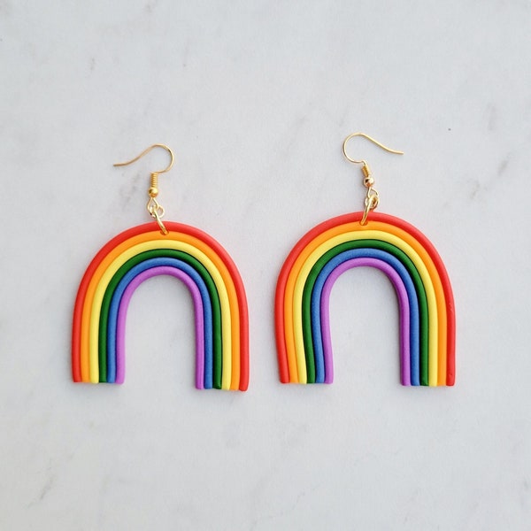 Rainbow Dangle Earrings l Multicolor Earring l Polymer Clay Earring l Birthday Gift l Gifts for Her l Pride Month l Back to School l