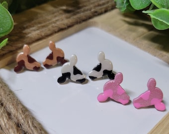 Cow Stud Earrings l Polymer Clay Earrings l Cow print Cowgirl Cowboy Western Jewelry l Gifts for Her l Strawberry Cow l Easter
